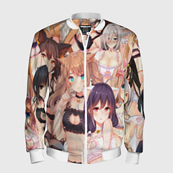 Бомбер мужской Аниме тяночки, цвет: 3D-белый
