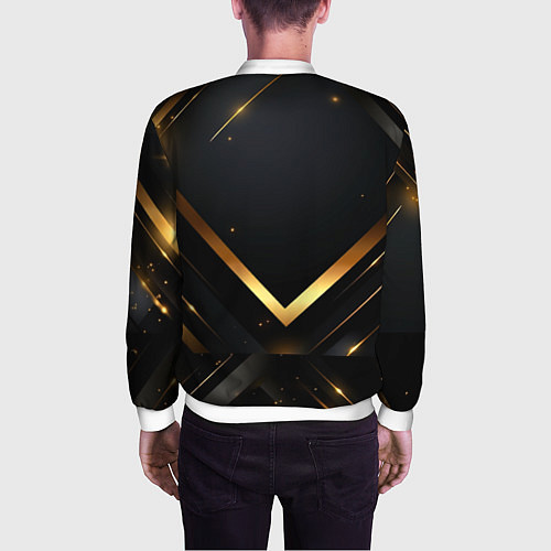 Мужской бомбер Gold luxury black abstract / 3D-Белый – фото 4
