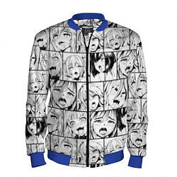 Бомбер мужской Ahegao pattern, цвет: 3D-синий