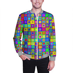 Бомбер мужской Узор из разноцветных квадратов, цвет: 3D-меланж — фото 2