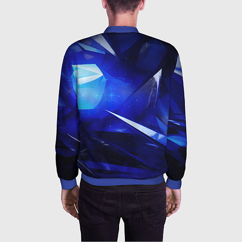 Мужской бомбер Black and blue abstract background sport style / 3D-Синий – фото 4