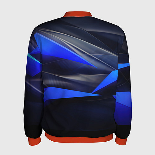 Мужской бомбер Black and blue abstract background sport style / 3D-Красный – фото 2