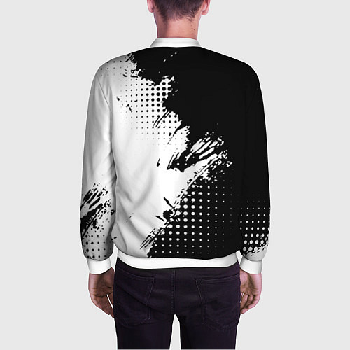 Мужской бомбер Роблокс - черно-белая абстракция / 3D-Белый – фото 4