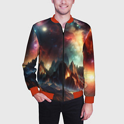 Бомбер мужской Space landscape with mountains, цвет: 3D-красный — фото 2