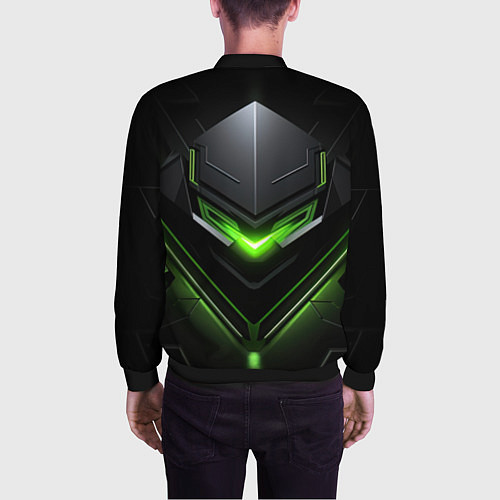 Мужской бомбер Green and black abstract style / 3D-Черный – фото 4