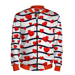 Бомбер мужской Сердца на линиях, цвет: 3D-красный