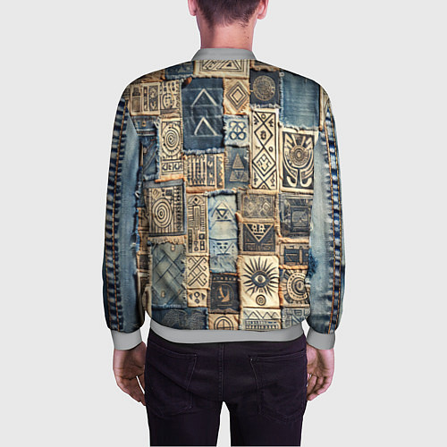 Мужской бомбер Татуировки племени майя пэчворк / 3D-Меланж – фото 4