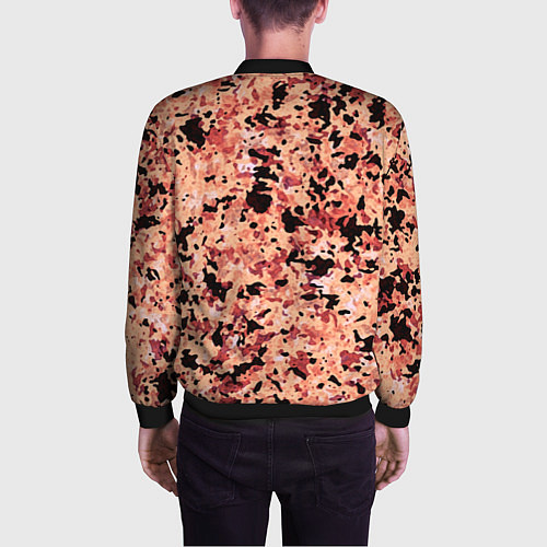 Мужской бомбер Абстракция персиковый пятнистый / 3D-Черный – фото 4