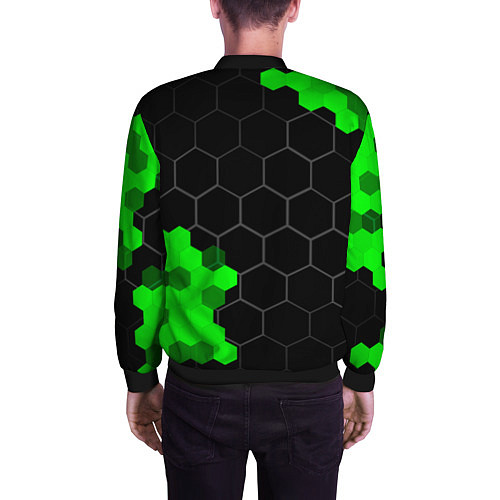 Мужской бомбер Daewoo green sport hexagon / 3D-Черный – фото 4
