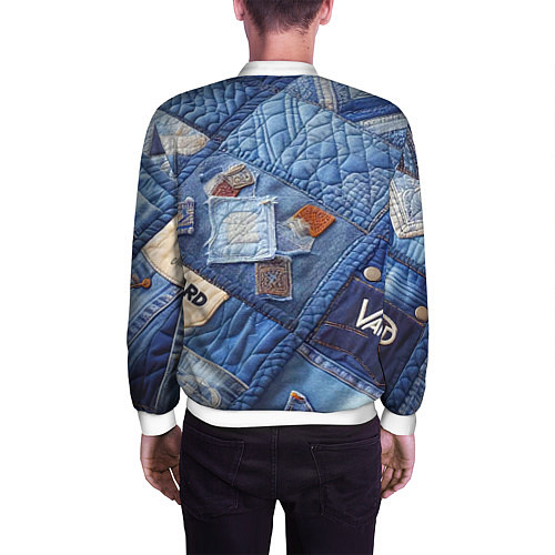 Мужской бомбер Vanguard jeans patchwork - ai art / 3D-Белый – фото 4