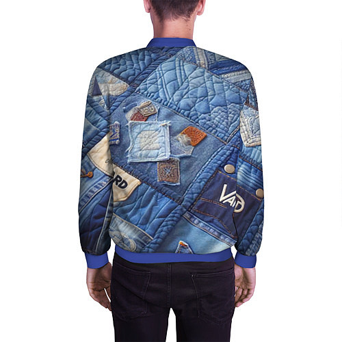 Мужской бомбер Vanguard jeans patchwork - ai art / 3D-Синий – фото 4