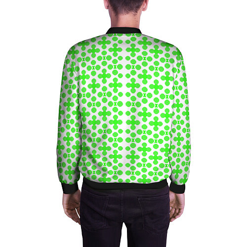 Мужской бомбер Зелёные четырёхлистники на белом фоне / 3D-Черный – фото 4