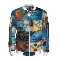 Мужской бомбер Vanguard denim patchwork - ai art