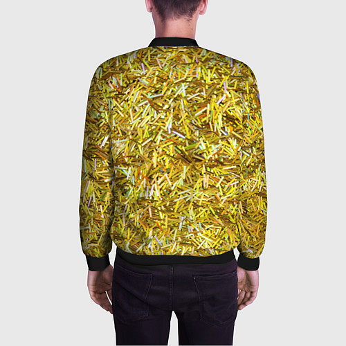 Мужской бомбер Золотые ленточки / 3D-Черный – фото 4