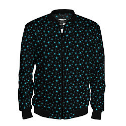 Бомбер мужской Чёрный с голубыми звёздочками паттерн, цвет: 3D-черный