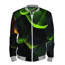 Бомбер мужской Green neon abstract geometry, цвет: 3D-меланж