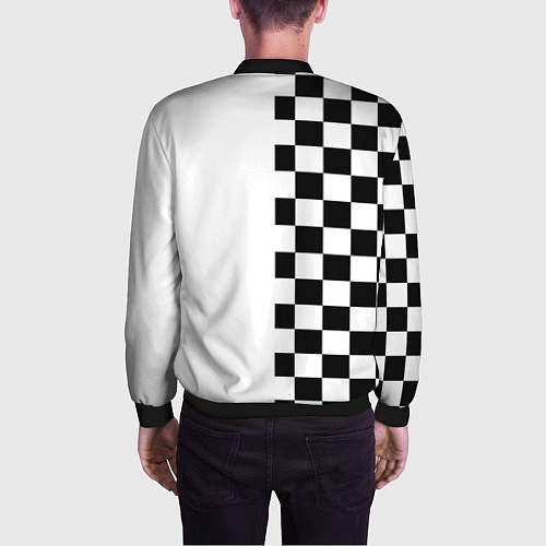 Мужской бомбер Content Warning шашечки / 3D-Черный – фото 4