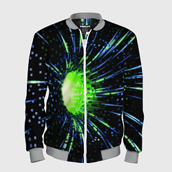 Мужской бомбер Червоточина - хаотичные кубы с лучами и свечением
