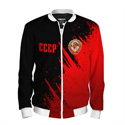 Бомбер мужской СССР - черно-красный, цвет: 3D-белый