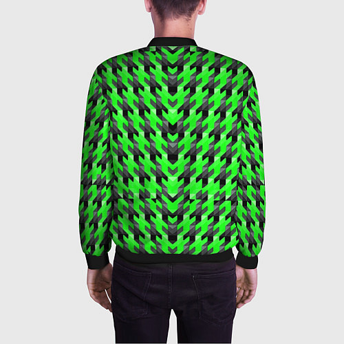 Мужской бомбер Чёрно-зелёный паттерн / 3D-Черный – фото 4