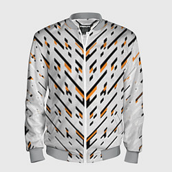 Бомбер мужской Чёрные и жёлтые полосы на белом фоне, цвет: 3D-меланж