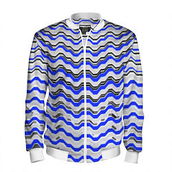 Мужской бомбер Black and blue stripes on a white background