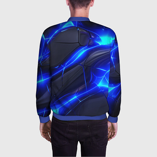 Мужской бомбер Яркое синее свечение и плиты / 3D-Синий – фото 4
