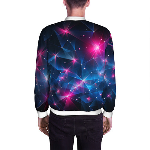 Мужской бомбер Яркие неоновые вспышки в космосе / 3D-Белый – фото 4