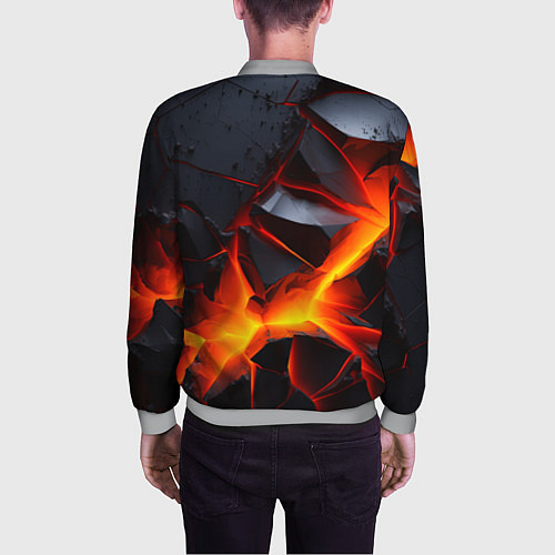 Мужской бомбер Камни в разломе красный свет / 3D-Меланж – фото 4