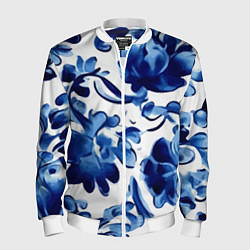 Бомбер мужской Гжель акварель, цвет: 3D-белый