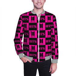 Бомбер мужской BTS pattern pink logo, цвет: 3D-меланж — фото 2