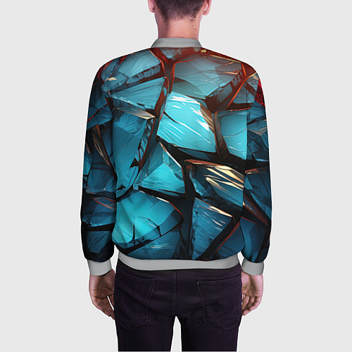Мужской бомбер Синие объемные плиты / 3D-Меланж – фото 4