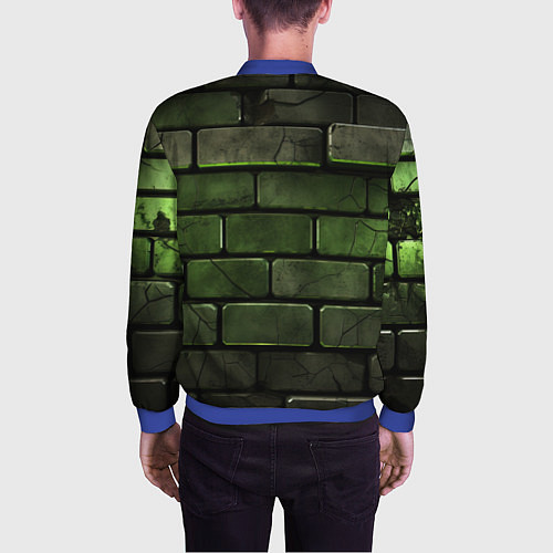 Мужской бомбер Зеленые неоновые кирпичи / 3D-Синий – фото 4