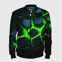 Бомбер мужской Зеленый неон и разлом плит, цвет: 3D-черный