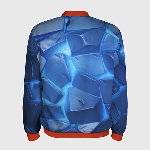 Мужской бомбер Синие ледяные плиты с разломом / 3D-Красный – фото 2