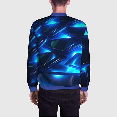 Мужской бомбер Синие абстрактные неоновые плиты / 3D-Синий – фото 4