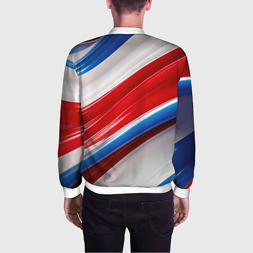 Мужской бомбер Герб России на абстрактном фоне / 3D-Белый – фото 4