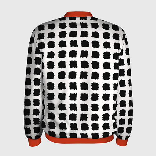 Мужской бомбер Лаконичные мазки квадраты / 3D-Красный – фото 2