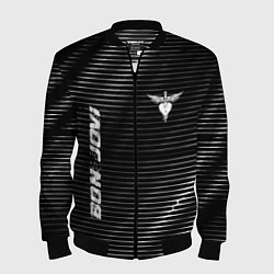 Бомбер мужской Bon Jovi metal rock lines, цвет: 3D-черный