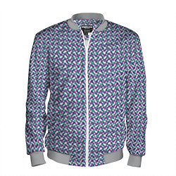 Бомбер мужской Волнистые полосы текстурированный сиренево-бирюзов, цвет: 3D-меланж