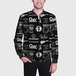 Бомбер мужской Rock band pattern, цвет: 3D-черный — фото 2
