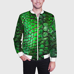 Бомбер мужской Зеленая змеиная кожа, цвет: 3D-белый — фото 2