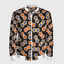 Мужской бомбер Сине-оранжевая мозаика на черном