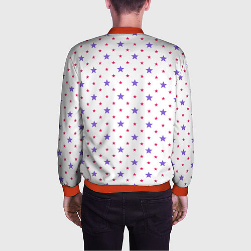Мужской бомбер Красивый узор звезды / 3D-Красный – фото 4