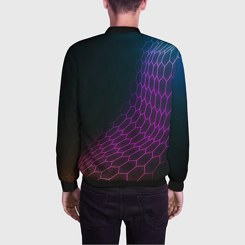 Мужской бомбер Chery neon hexagon / 3D-Черный – фото 4