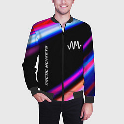 Бомбер мужской Arctic Monkeys neon rock lights, цвет: 3D-черный — фото 2
