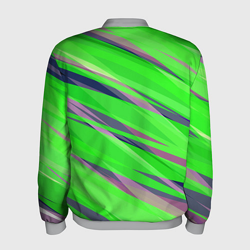 Мужской бомбер Зелёный и фиолетовый абстрактные полосы / 3D-Меланж – фото 2