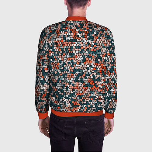 Мужской бомбер Красно-бирюзовый паттерн мелкая мозаика / 3D-Красный – фото 4
