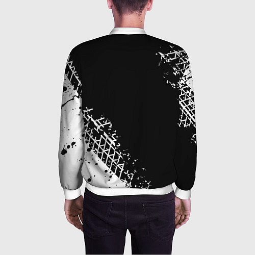 Мужской бомбер Мазда: следы от шин / 3D-Белый – фото 4