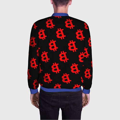 Мужской бомбер Bitcoin red logo money / 3D-Синий – фото 4